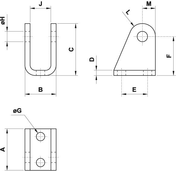 Joint with pin for minicylinders ISO 6432