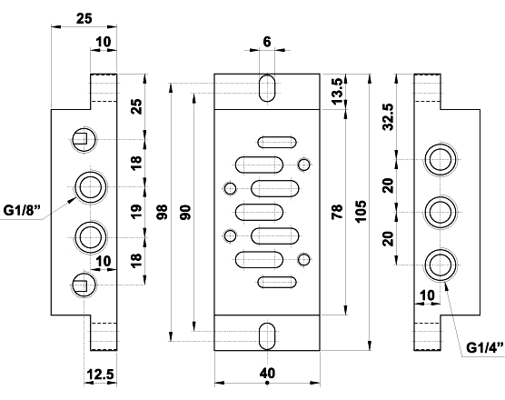 Individual sub-base with side entry