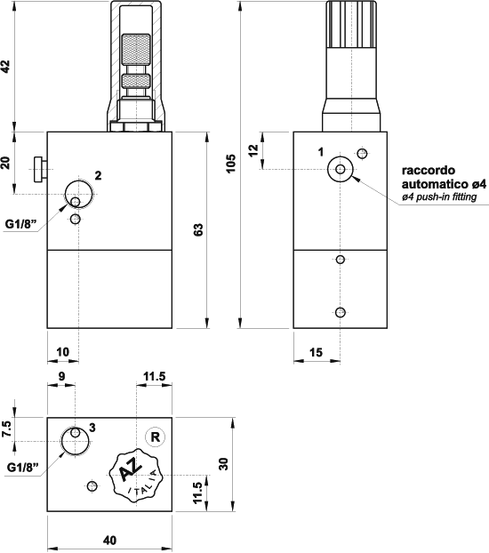 Mini oscillating valve 3/2 G1/8
