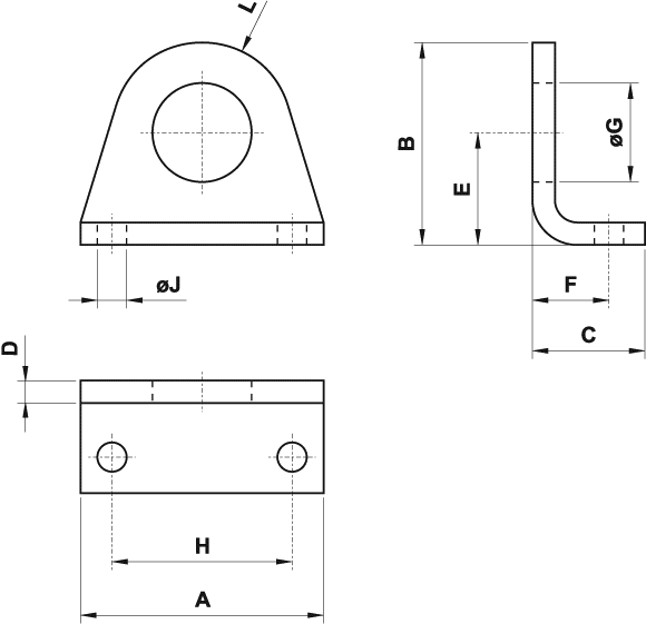 Foot mounting for minicylinders ISO 6432