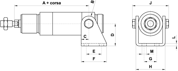 Joint with pin for round cylinders
